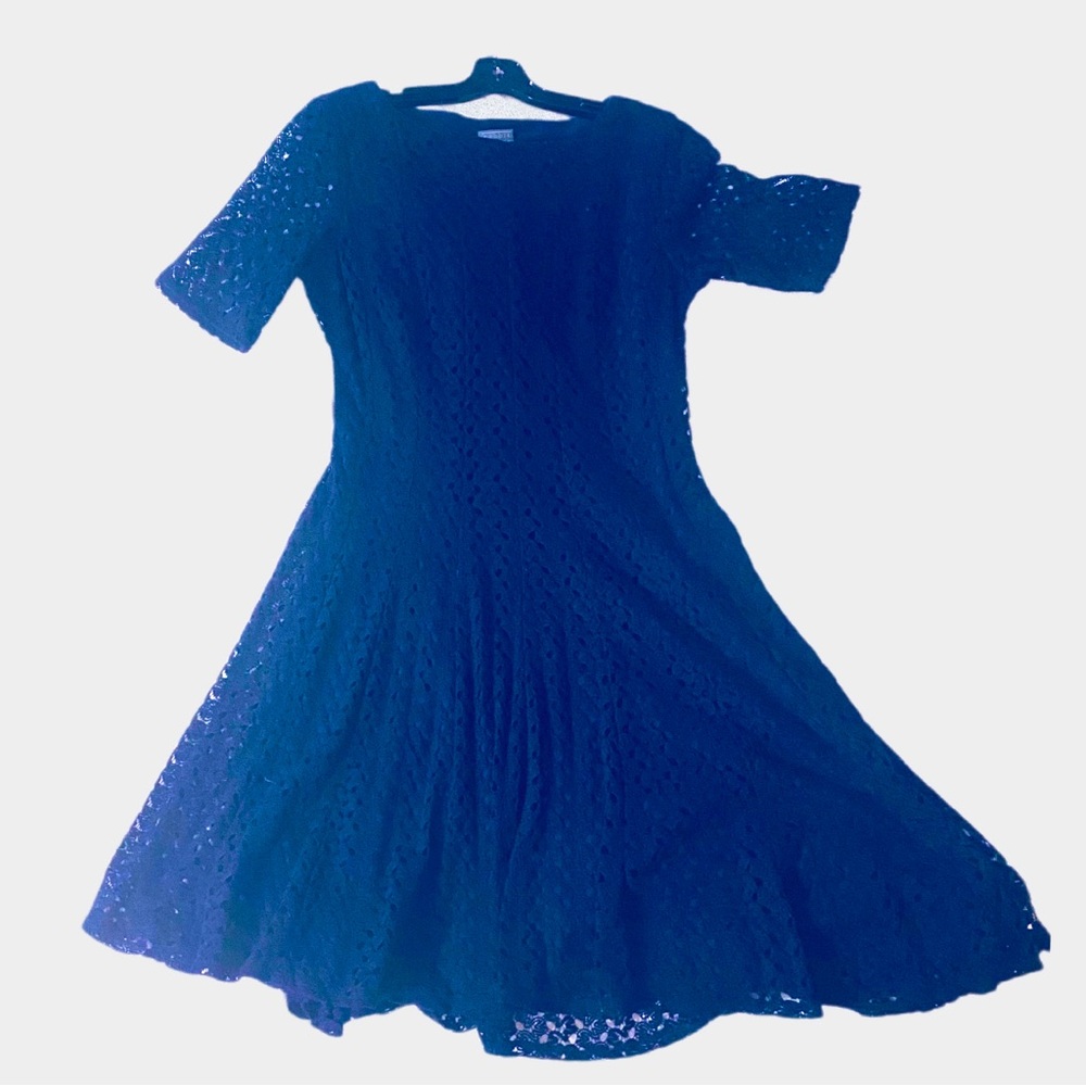 Elegant Blue Crochet Dress Aline flare size 12